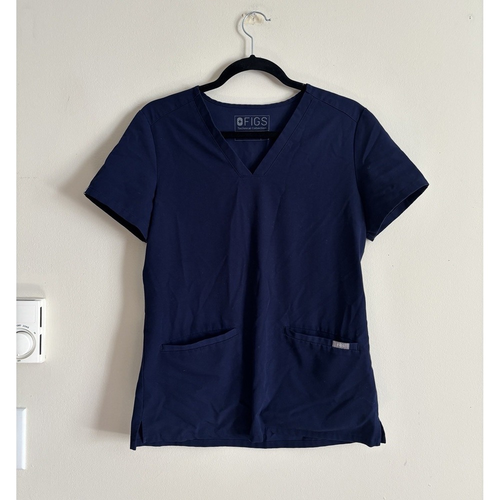Figs Casma Three Pocket Scrub‎ Top Womens XS Dark Blue Navy Utility Casual Work